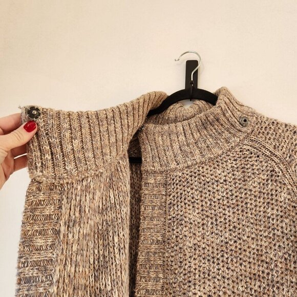 Prana Callisto Wool Alpaca Blend Cardigan Sweater High Neck Tan Beige Women's XS - Picture 4 of 10